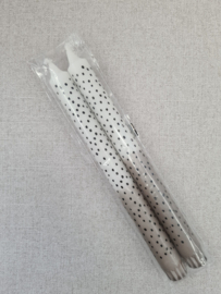 Dots dinerkaarsen wit/taupe/dots