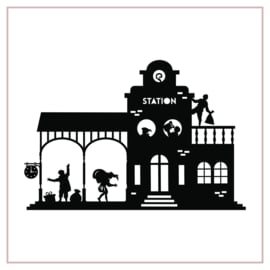 Raamsticker Station met Pieten