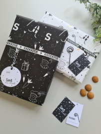 Cadeau label Sint & Piet zwart (5stuks)