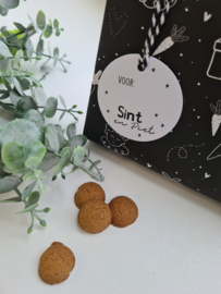 Cadeau label rond wit Sint & Piet (5 stuks)