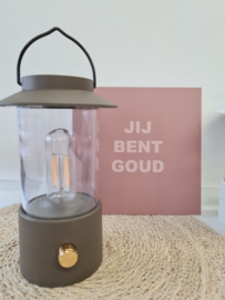 LED Lantaarn 24x9cm zwart-wit-taupe-sand