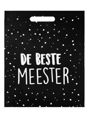 De Beste Meester  Zwart non woven tas  30x39cm