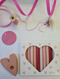 Cadeau set Kaarsenset & hartjes houder