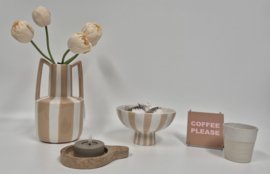 Gestreept Aardewerken Schaaltje Beige