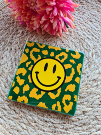Tegeltje smiley panter geel