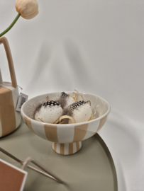 Gestreept Aardewerken Schaaltje Beige