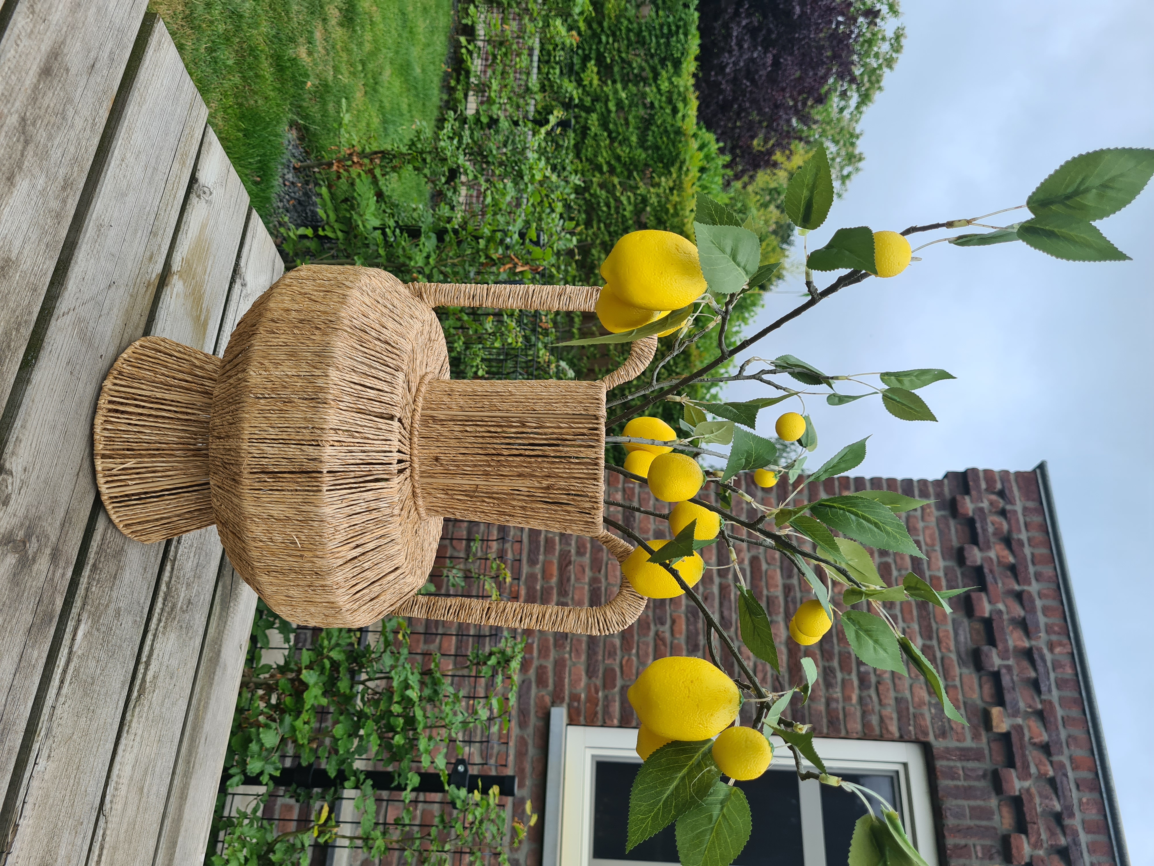 Jute Vaas Naturel met Lemon Kunsttakken  Fris & Natuurlijk