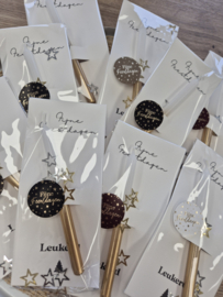 Sfeervolle goud-witte kaarsje met Fijne Feestdagen kaart