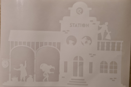 Raamsticker Station met Pieten