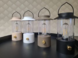 LED Lantaarn 24x9cm zwart-wit-taupe-sand