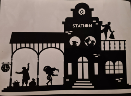 Raamsticker Station met Pieten