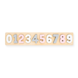 Jollein- Houten puzzel - cijfers 1-9 - Wit/Roze