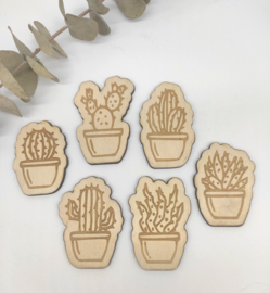 Houten magneten - Cactussen