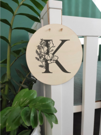 Houten geboortebord met Letter