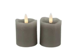 Stompkaars LED rustiek antiek Ø 5 cm Grijs (Set van 2)