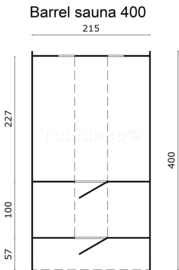 Saunabarrel vuren hout Ø220cm, 350cm lang