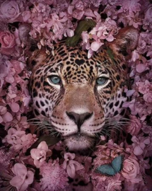 Tijger met bloemen