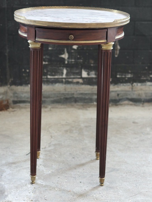 Antique French Louis XVI Style Mahogany Bouillotte Side Table