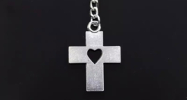 Geloof - Kruis (C) - met hartje - zilver