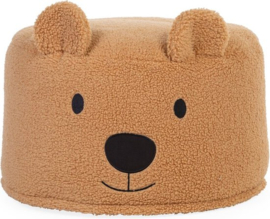 Childhome Teddy Beer Poef – 40x40x25 cm – Zachte Beige Poef met Afneembare Wasbare Hoes – Voor Kinderen vanaf 2 Jaar