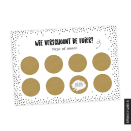 Hippe Kaartjes - Kraskaart XL "Luier verschonen" Goud