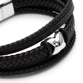 SERASAR Lederen Armband Heren [Flake] - Zilver 23cm - Onvergetelijk Cadeau voor Hem