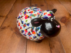 Pomme pidou Schaap Giselle - Spaarpot - Medium -Wit met papegaaien