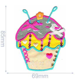 HKM Applicatie muffin met strikjes 69x85mm