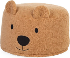 Childhome Teddy Beer Poef – 40x40x25 cm – Zachte Beige Poef met Afneembare Wasbare Hoes – Voor Kinderen vanaf 2 Jaar