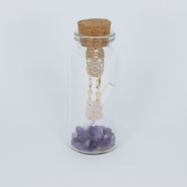 Jewelry in a Bottle - Earrings gemstones Rose Quartz -  gold plated