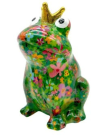 Pomme Pidou Spaarpot Kikker Regular Groen met bloemen