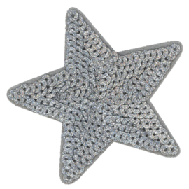 HKM Applicatie ster zilver met pailletten 3,8cm