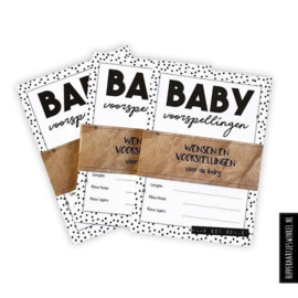 Hippe Kaartjes - Hippe kaartjes babyshower invulkaartjes zwart/wit 10 stuks babyshower invulkaartjes