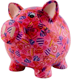 Pomme Pidou Varken Rosie - Spaarpot - Medium - Magicalpink Hearts In Love