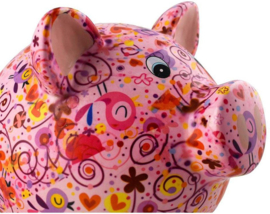 Pomme Pidou Varken Rosie - Spaarpot - Medium - Birds In Love Pastelpink