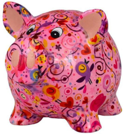 Pomme Pidou Varken Rosie - Spaarpot - Medium - Birds In Love Pastelpink