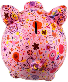Pomme Pidou Varken Rosie - Spaarpot - Medium - Birds In Love Pastelpink