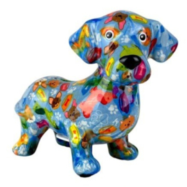 Pomme Pidou Spaarpot Hond Teckel Dennis Standaard 002 (18x9x15cm - Keramiek)