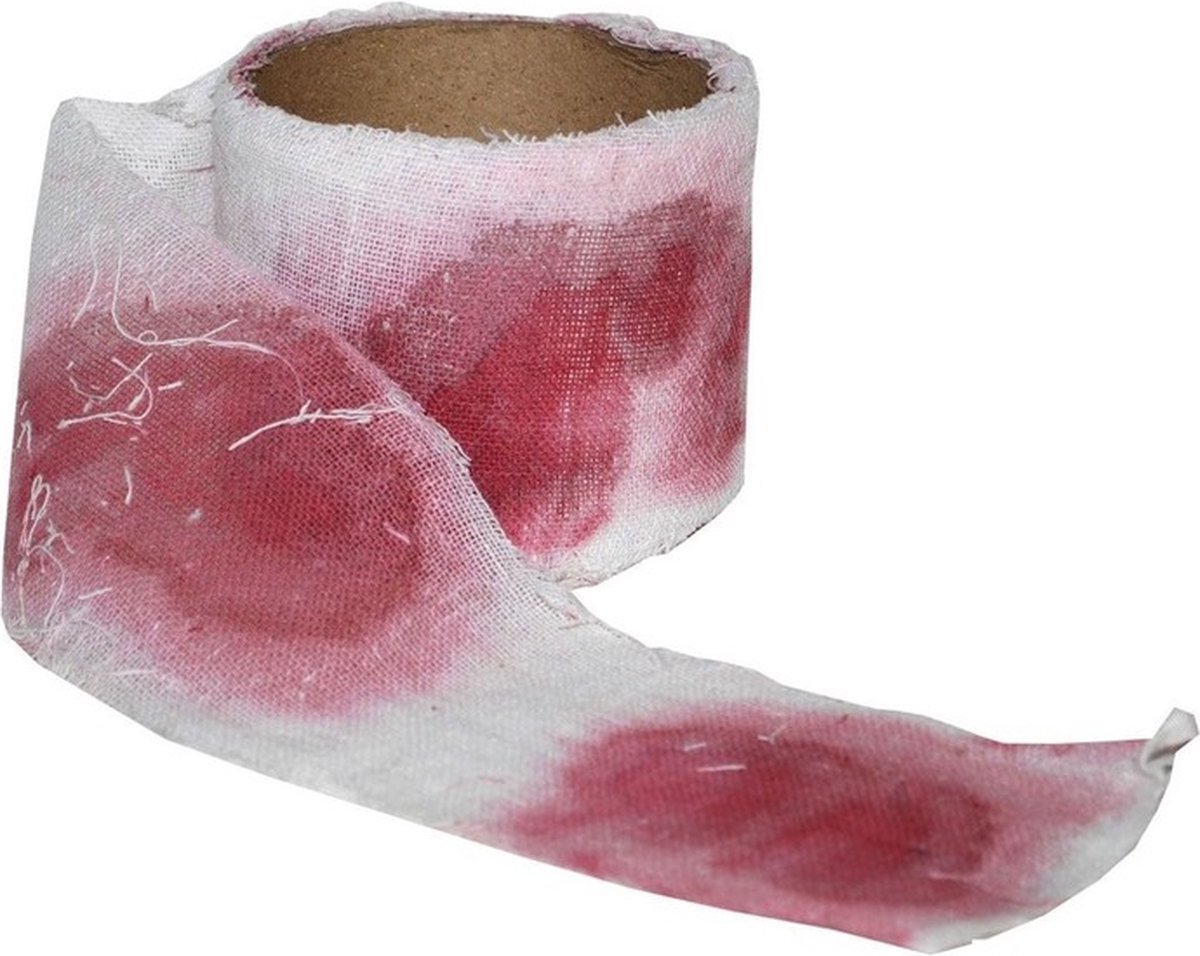 Bloederig verband 94 cm - Verbandrollen met bloed - Halloween/horror decoratie/verkleedaccessoires