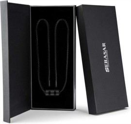 SERASAR Lederen Halsband Man [Solid] - Zwart 60cm - Cadeau voor Hem