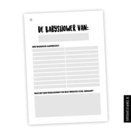 Hippe Kaartjes -Babyshower - Invulkaarten - Babyshowerboek meisje - Babyshowerspelletjes - Invulboek roze - 20 personen