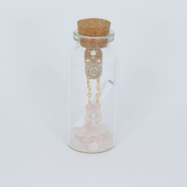 Jewelry in a Bottle - Earrings gemstones Rose Quartz - gold plated