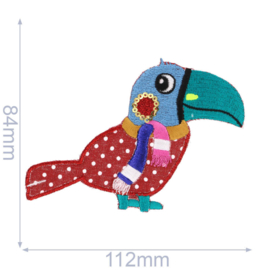 HKM Applicatie pelikaan 112x84mm rood-blauw