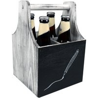 Bierverpakking | Draagtray | Hout | 4 flessen | 17x17x25cm | whitewash | 1 stuks
