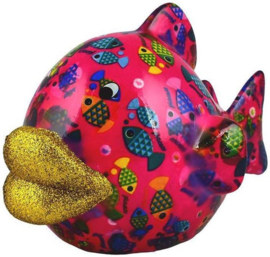 Pomme Pidou -  spaarpot - vis Kelly - M - Roze met visjes