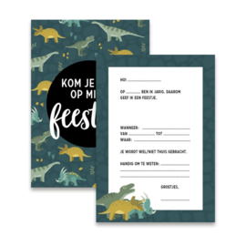 Hippekaartjeswinkel -Dino Uitnodigingen 8 Stuks - Dinosaurussen Uitnodigingen - Kinderfeestje Uitnodigingen - Uitnodigingskaarten - Kinderfeestje Dino Thema - Dino Thema Uitnodiging - Uitnodigingen Verjaardag