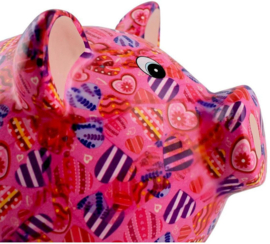 Pomme Pidou Varken Rosie - Spaarpot - Medium - Magicalpink Hearts In Love