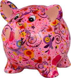 Pomme Pidou Varken Rosie - Spaarpot - Medium - Birds In Love Pastelpink