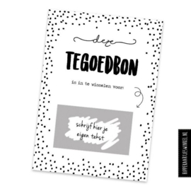 Hippe Kaartjes - Tegoed - Tegoedbon - DIY kraskaart - Inclusief Kraft envelop - Cadeaubon zwart wit