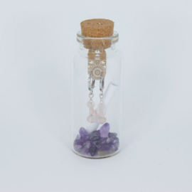 Jewelry in a Bottle - Earrings gemstones Rose Quartz - silver plated